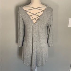 Pink Rose soft and stretchy gray top. New!